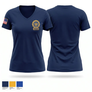 Womens Short Sleeve Vneck Shirt, Queens District Attorney Squad, Police, Teamtime, Team time, sublimation, custom sports apparel, team uniforms, spirit wear, spiritwear, sports uniforms, custom shirts, team store, custom team store, fundraiser sports, apparel fundraiser