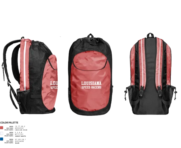 Gear Bag, Louisiana Speed Racers, Track & Field, Teamtime, Team time, sublimation, custom sports apparel, team uniforms, spirit wear, spiritwear, sports uniforms, custom shirts, team store, custom team store, fundraiser sports, apparel fundraiser