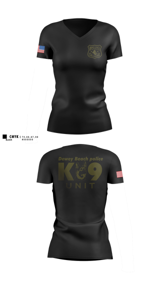 Womens Short Sleeve Vneck Shirt, Dewey Beach Police K9, Police, Teamtime, Team time, sublimation, custom sports apparel, team uniforms, spirit wear, spiritwear, sports uniforms, custom shirts, team store, custom team store, fundraiser sports, apparel fundraiser