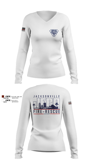Womens Long Sleeve Vneck Shirt, JFRD Critical Care Team, Fire Department, Teamtime, Team time, sublimation, custom sports apparel, team uniforms, spirit wear, spiritwear, sports uniforms, custom shirts, team store, custom team store, fundraiser sports, apparel fundraiser