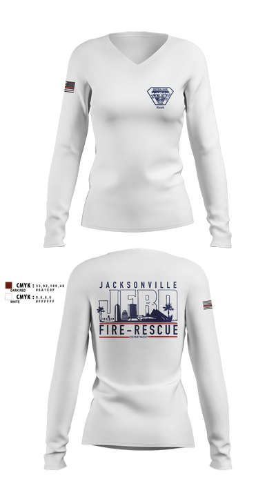 JFRD Critical Care Team 81495664 Women's Long Sleeve V-neck Shirt - 7