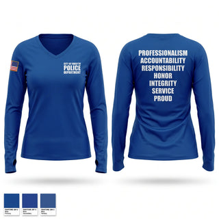 Womens Long Sleeve Vneck Shirt, City of Forsyth Police Department, Police, Teamtime, Team time, sublimation, custom sports apparel, team uniforms, spirit wear, spiritwear, sports uniforms, custom shirts, team store, custom team store, fundraiser sports, apparel fundraiser