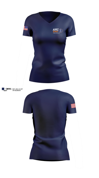 Womens Short Sleeve Vneck Shirt, ARC EMS, EMS/EMT, Teamtime, Team time, sublimation, custom sports apparel, team uniforms, spirit wear, spiritwear, sports uniforms, custom shirts, team store, custom team store, fundraiser sports, apparel fundraiser