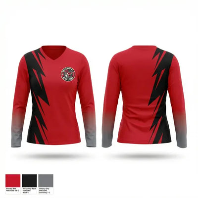 Red Bank FC Raptors 28784767 Women's Long Sleeve V-neck Shirt - 1