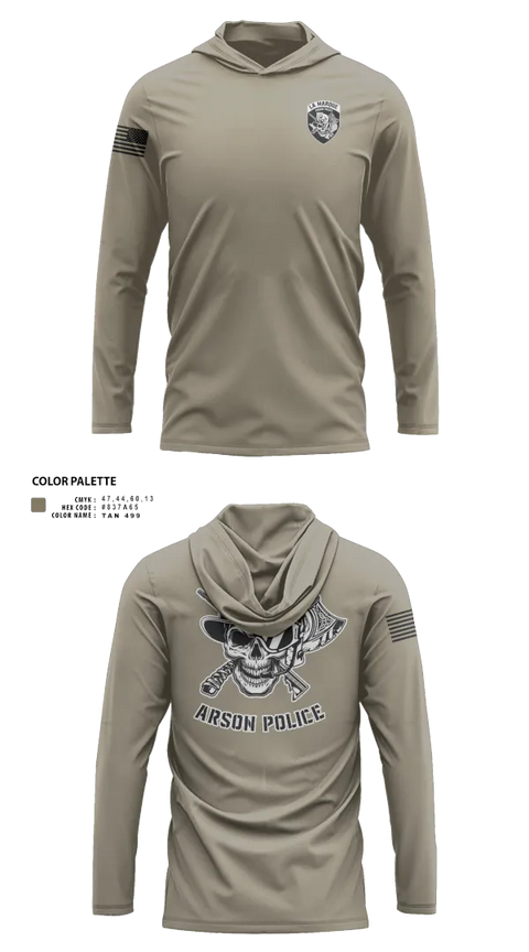 Long Sleeve Performance Shirt with hood, La Marque Arson Police, Police, Teamtime, Team time, sublimation, custom sports apparel, team uniforms, spirit wear, spiritwear, sports uniforms, custom shirts, team store, custom team store, fundraiser sports, apparel fundraiser