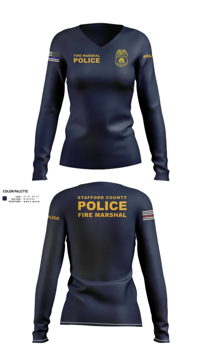 Stafford County Fire Marshal's Office 23358939 Women's Long Sleeve V-neck Shirt - 100