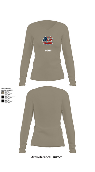 Womens Long Sleeve Vneck Shirt, A-Gang, , Teamtime, Team time, sublimation, custom sports apparel, team uniforms, spirit wear, spiritwear, sports uniforms, custom shirts, team store, custom team store, fundraiser sports, apparel fundraiser