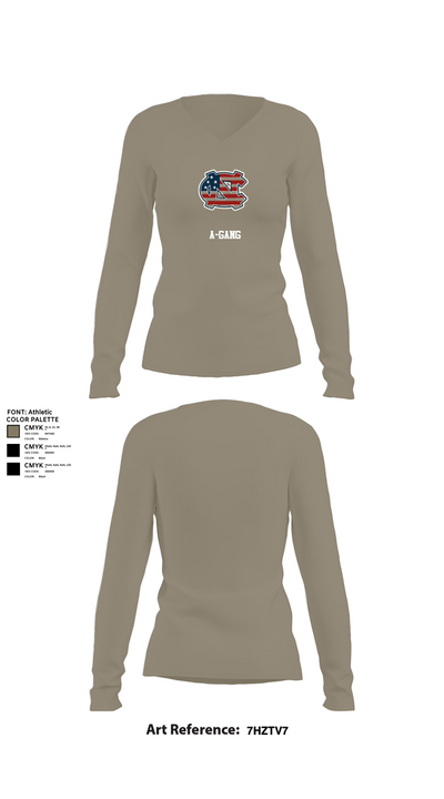 A-Gang 90344345 Women's Long Sleeve V-neck Shirt - 59