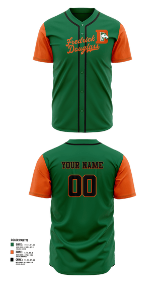Full Button Baseball Jersey, Fredrick Douglass High School Broncos, Baseball, Teamtime, Team time, sublimation, custom sports apparel, team uniforms, spirit wear, spiritwear, sports uniforms, custom shirts, team store, custom team store, fundraiser sports, apparel fundraiser