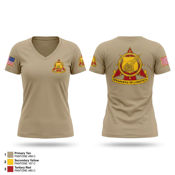 Womens Short Sleeve Vneck Shirt, 1229th Transportation Company, Army, Teamtime, Team time, sublimation, custom sports apparel, team uniforms, spirit wear, spiritwear, sports uniforms, custom shirts, team store, custom team store, fundraiser sports, apparel fundraiser