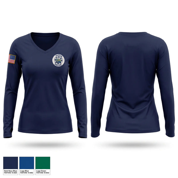 Womens Long Sleeve Vneck Shirt, Altus Police Department, Police, Teamtime, Team time, sublimation, custom sports apparel, team uniforms, spirit wear, spiritwear, sports uniforms, custom shirts, team store, custom team store, fundraiser sports, apparel fundraiser
