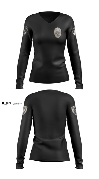 Womens Long Sleeve Vneck Shirt, Ridgecrest Police Department, Police, Teamtime, Team time, sublimation, custom sports apparel, team uniforms, spirit wear, spiritwear, sports uniforms, custom shirts, team store, custom team store, fundraiser sports, apparel fundraiser