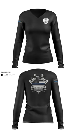 Womens Long Sleeve Vneck Shirt, Piedmont Police, Police, Teamtime, Team time, sublimation, custom sports apparel, team uniforms, spirit wear, spiritwear, sports uniforms, custom shirts, team store, custom team store, fundraiser sports, apparel fundraiser