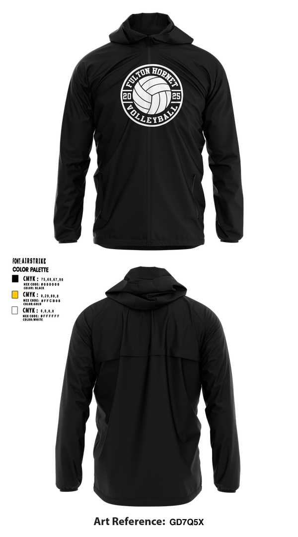 Windbreaker, Fulton Hornets Volleyball, Women's Volleyball, Teamtime, Team time, sublimation, custom sports apparel, team uniforms, spirit wear, spiritwear, sports uniforms, custom shirts, team store, custom team store, fundraiser sports, apparel fundraiser