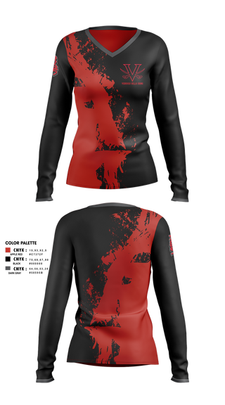 Womens Long Sleeve Vneck Shirt, Verdugo hills dons, , Teamtime, Team time, sublimation, custom sports apparel, team uniforms, spirit wear, spiritwear, sports uniforms, custom shirts, team store, custom team store, fundraiser sports, apparel fundraiser