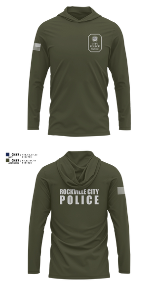 Long Sleeve hooded sunshirt, Rockville City Police, Police, Teamtime, Team time, sublimation, custom sports apparel, team uniforms, spirit wear, spiritwear, sports uniforms, custom shirts, team store, custom team store, fundraiser sports, apparel fundraiser