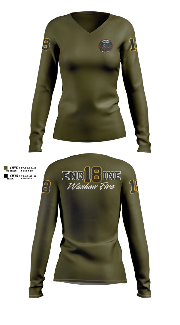 Womens Long Sleeve Vneck Shirt, Waxhaw Fire, Fire Department, Teamtime, Team time, sublimation, custom sports apparel, team uniforms, spirit wear, spiritwear, sports uniforms, custom shirts, team store, custom team store, fundraiser sports, apparel fundraiser
