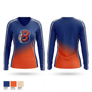 Womens Long Sleeve Vneck Shirt, Mid-Michigan Beavers Baseball, Baseball, Teamtime, Team time, sublimation, custom sports apparel, team uniforms, spirit wear, spiritwear, sports uniforms, custom shirts, team store, custom team store, fundraiser sports, apparel fundraiser