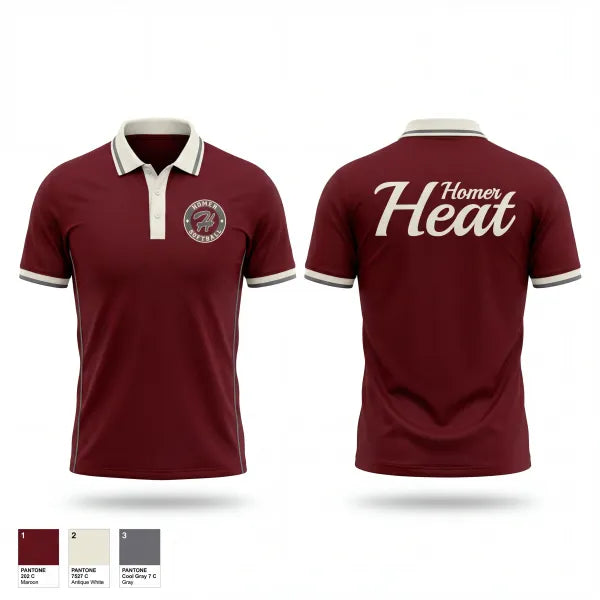 Short Sleeve Performance Polo, Homer Heat, Softball, Teamtime, Team time, sublimation, custom sports apparel, team uniforms, spirit wear, spiritwear, sports uniforms, custom shirts, team store, custom team store, fundraiser sports, apparel fundraiser