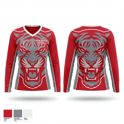 Burlington Softball 66356243 Women's Long Sleeve V-neck Shirt - 1