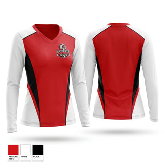 Womens Long Sleeve Vneck Shirt, Warriors, Men's Soccer, Teamtime, Team time, sublimation, custom sports apparel, team uniforms, spirit wear, spiritwear, sports uniforms, custom shirts, team store, custom team store, fundraiser sports, apparel fundraiser