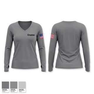 Womens Long Sleeve Vneck Shirt, Croatan, Fire Department, Teamtime, Team time, sublimation, custom sports apparel, team uniforms, spirit wear, spiritwear, sports uniforms, custom shirts, team store, custom team store, fundraiser sports, apparel fundraiser