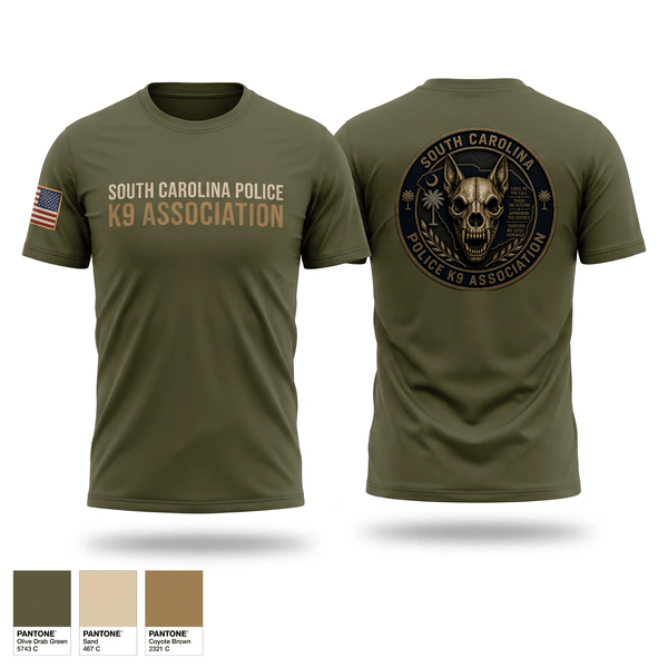 Old School Cotton Feel Shirt, South Carolina Police K9 Association, Police, Teamtime, Team time, sublimation, custom sports apparel, team uniforms, spirit wear, spiritwear, sports uniforms, custom shirts, team store, custom team store, fundraiser sports, apparel fundraiser