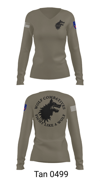 Womens Long Sleeve Vneck Shirt, Wolf Combatives, Army, Teamtime, Team time, sublimation, custom sports apparel, team uniforms, spirit wear, spiritwear, sports uniforms, custom shirts, team store, custom team store, fundraiser sports, apparel fundraiser