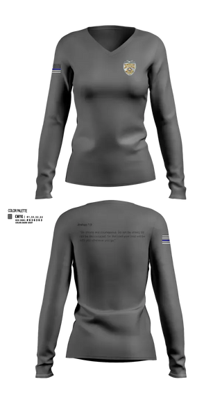 Womens Long Sleeve Vneck Shirt, Wakarusa police, Police, Teamtime, Team time, sublimation, custom sports apparel, team uniforms, spirit wear, spiritwear, sports uniforms, custom shirts, team store, custom team store, fundraiser sports, apparel fundraiser