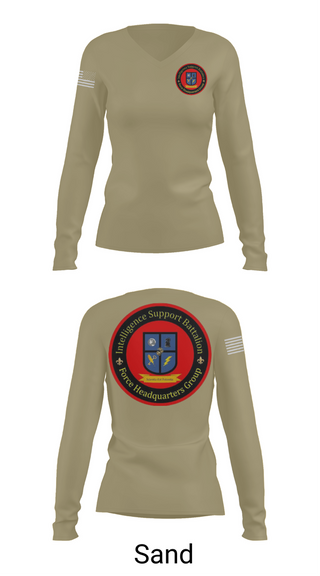 Womens Long Sleeve Vneck Shirt, Intelligence Support Battalion, , Teamtime, Team time, sublimation, custom sports apparel, team uniforms, spirit wear, spiritwear, sports uniforms, custom shirts, team store, custom team store, fundraiser sports, apparel fundraiser