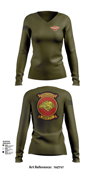MWSS-273 Women's Long Sleeve V-neck Shirt - 1