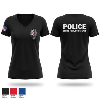 Womens Short Sleeve Vneck Shirt, CRIME REDUCTION UNIT, Police, Teamtime, Team time, sublimation, custom sports apparel, team uniforms, spirit wear, spiritwear, sports uniforms, custom shirts, team store, custom team store, fundraiser sports, apparel fundraiser