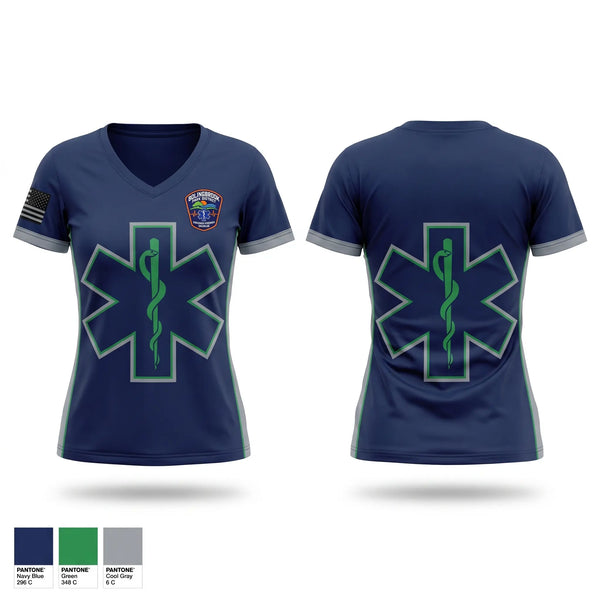 Womens Short Sleeve Vneck Shirt, Bolingbrook Park District EMS, EMS/EMT, Teamtime, Team time, sublimation, custom sports apparel, team uniforms, spirit wear, spiritwear, sports uniforms, custom shirts, team store, custom team store, fundraiser sports, apparel fundraiser