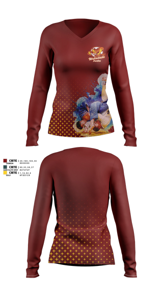 Womens Long Sleeve Vneck Shirt, Fox Valley Judo & Jujitsu of Wisconsin, , Teamtime, Team time, sublimation, custom sports apparel, team uniforms, spirit wear, spiritwear, sports uniforms, custom shirts, team store, custom team store, fundraiser sports, apparel fundraiser