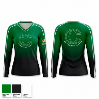 Womens Long Sleeve Vneck Shirt, Queens, Cheer, Teamtime, Team time, sublimation, custom sports apparel, team uniforms, spirit wear, spiritwear, sports uniforms, custom shirts, team store, custom team store, fundraiser sports, apparel fundraiser