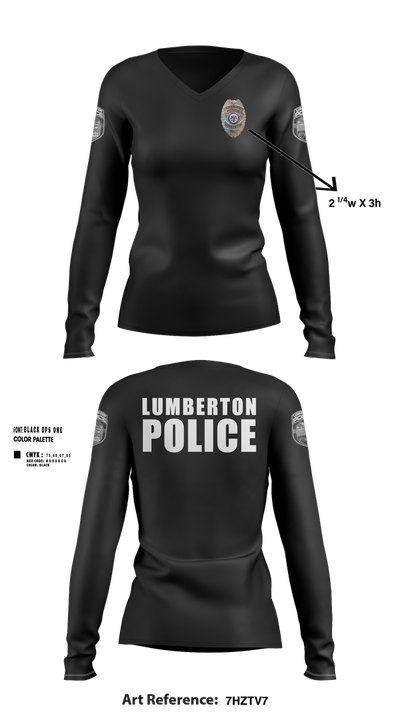 LUMBERTON POLICE 73149623 Women's Long Sleeve V-neck Shirt - 103