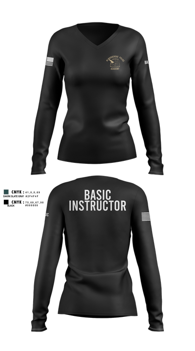Academy-Basic Unit Women's Long Sleeve V-neck Shirt - 100