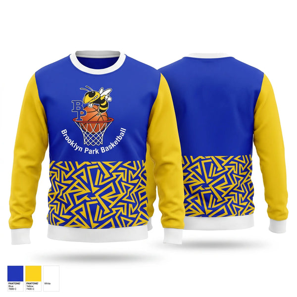 Crew Neck Sweatshirt, Brooklyn Park Bees, Men's Basketball, Teamtime, Team time, sublimation, custom sports apparel, team uniforms, spirit wear, spiritwear, sports uniforms, custom shirts, team store, custom team store, fundraiser sports, apparel fundraiser