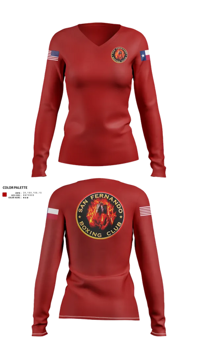 San Fernando Boxing Club 92427997 Women's Long Sleeve V-neck Shirt - 22