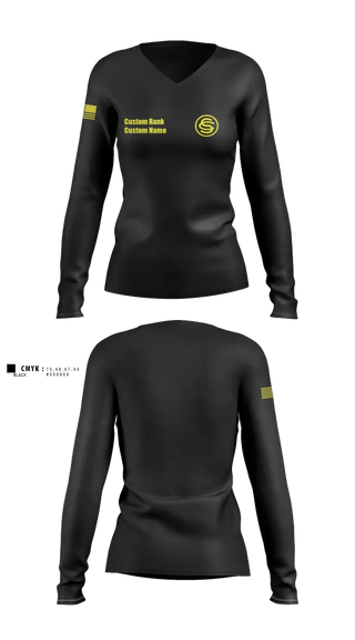 Womens Long Sleeve Vneck Shirt, NEMESIS, Army, Teamtime, Team time, sublimation, custom sports apparel, team uniforms, spirit wear, spiritwear, sports uniforms, custom shirts, team store, custom team store, fundraiser sports, apparel fundraiser