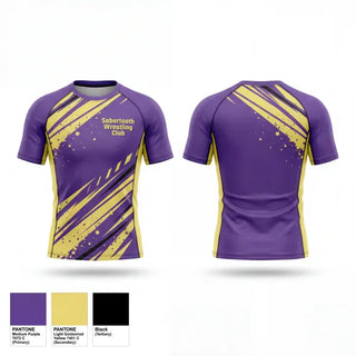 Short Sleeve Rash Guard Shirt, Sabertooth Wrestling Club, Wrestling, Teamtime, Team time, sublimation, custom sports apparel, team uniforms, spirit wear, spiritwear, sports uniforms, custom shirts, team store, custom team store, fundraiser sports, apparel fundraiser