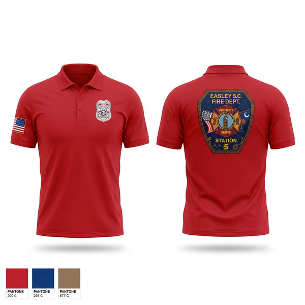 Short Sleeve Performance Polo, Easley Fire Department, Fire Department, Teamtime, Team time, sublimation, custom sports apparel, team uniforms, spirit wear, spiritwear, sports uniforms, custom shirts, team store, custom team store, fundraiser sports, apparel fundraiser