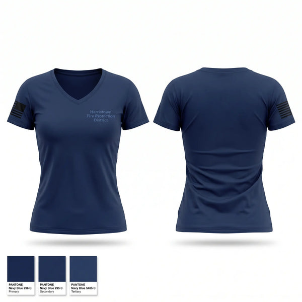 Womens Short Sleeve Vneck Shirt, Harristown Fire Protection District, Fire Department, Teamtime, Team time, sublimation, custom sports apparel, team uniforms, spirit wear, spiritwear, sports uniforms, custom shirts, team store, custom team store, fundraiser sports, apparel fundraiser