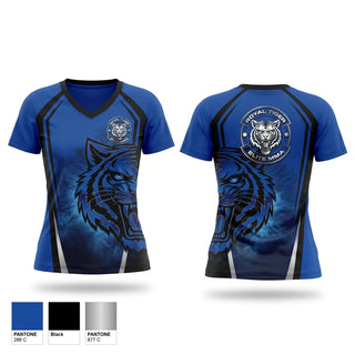 Womens Short Sleeve Vneck Shirt, Royal Tiger Elite MMA, , Teamtime, Team time, sublimation, custom sports apparel, team uniforms, spirit wear, spiritwear, sports uniforms, custom shirts, team store, custom team store, fundraiser sports, apparel fundraiser