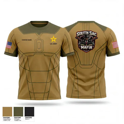 Old School Cotton Feel Shirt, SAC SOUTH, Army, Teamtime, Team time, sublimation, custom sports apparel, team uniforms, spirit wear, spiritwear, sports uniforms, custom shirts, team store, custom team store, fundraiser sports, apparel fundraiser
