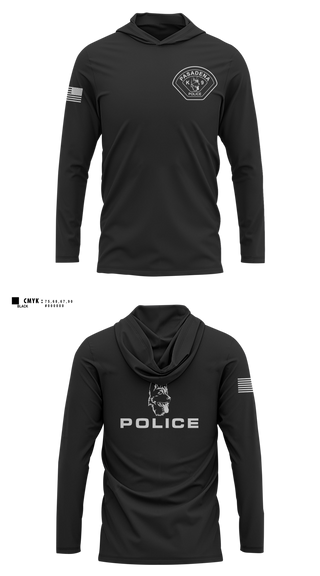 Long Sleeve Performance Shirt with hood, Pasadena Police K9 Unit, Police, Teamtime, Team time, sublimation, custom sports apparel, team uniforms, spirit wear, spiritwear, sports uniforms, custom shirts, team store, custom team store, fundraiser sports, apparel fundraiser
