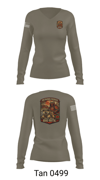 Womens Long Sleeve Vneck Shirt, VRA-J, Okinawa, Army, Teamtime, Team time, sublimation, custom sports apparel, team uniforms, spirit wear, spiritwear, sports uniforms, custom shirts, team store, custom team store, fundraiser sports, apparel fundraiser