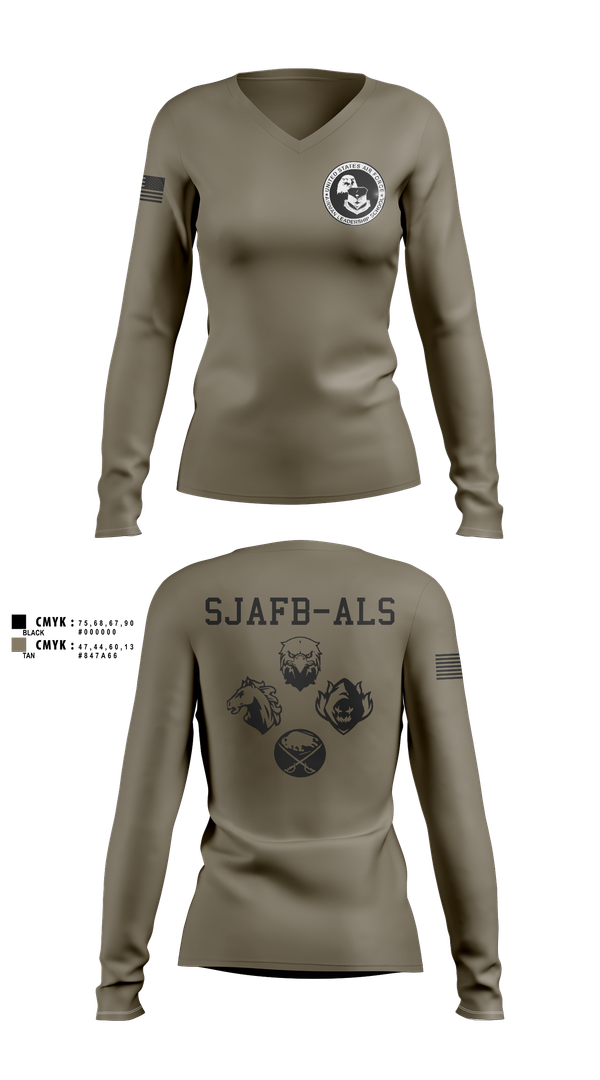 Womens Long Sleeve Vneck Shirt, SJAFB ALS, , Teamtime, Team time, sublimation, custom sports apparel, team uniforms, spirit wear, spiritwear, sports uniforms, custom shirts, team store, custom team store, fundraiser sports, apparel fundraiser