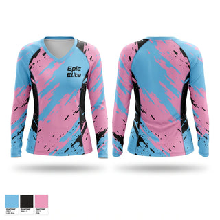 Womens Long Sleeve Vneck Shirt, Epic Elite, Softball, Teamtime, Team time, sublimation, custom sports apparel, team uniforms, spirit wear, spiritwear, sports uniforms, custom shirts, team store, custom team store, fundraiser sports, apparel fundraiser