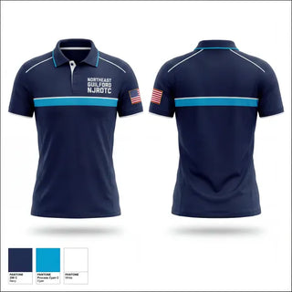 Short Sleeve Performance Polo, Northeast Guilford NJROTC, Navy, Teamtime, Team time, sublimation, custom sports apparel, team uniforms, spirit wear, spiritwear, sports uniforms, custom shirts, team store, custom team store, fundraiser sports, apparel fundraiser